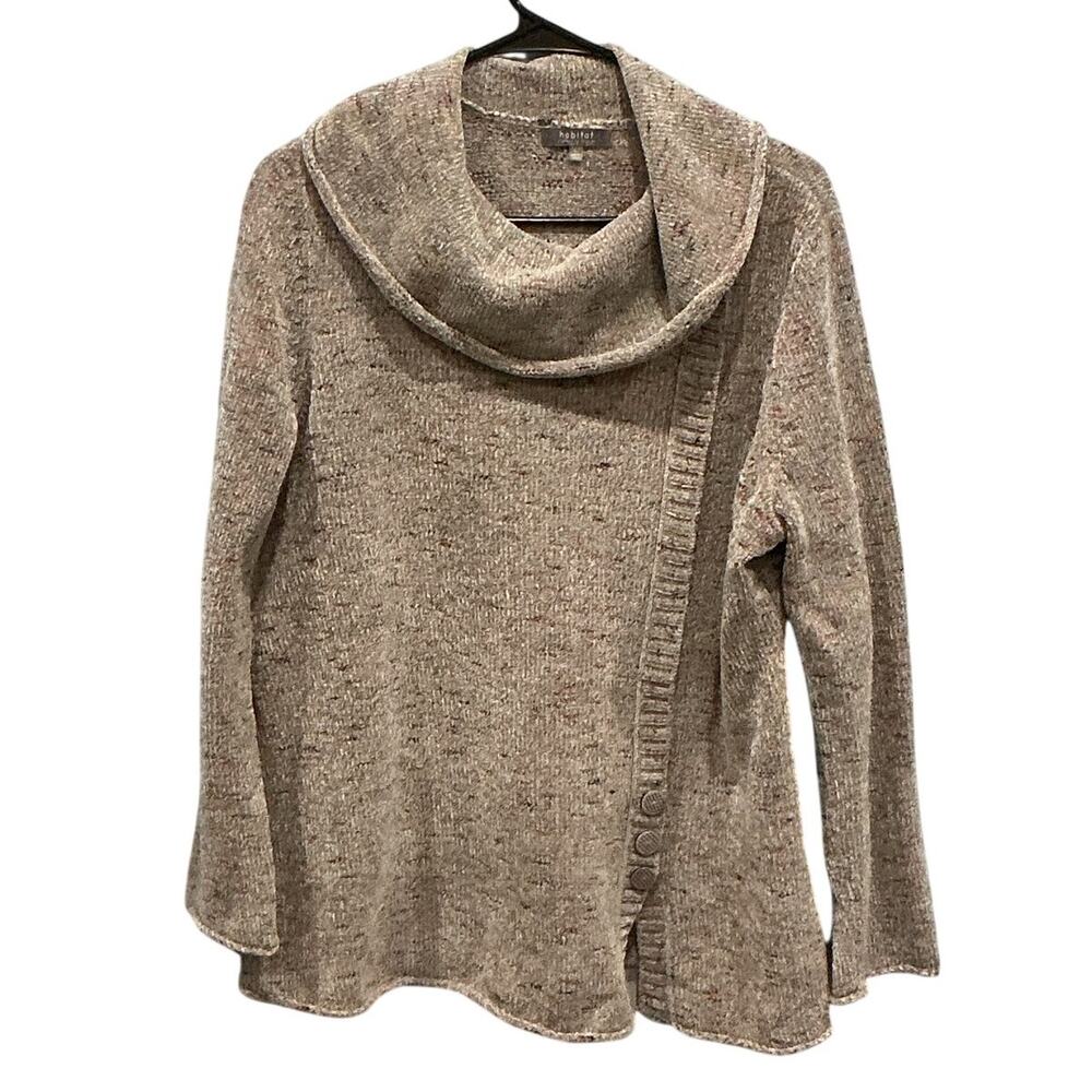 Habitat Womens Chunky Knit Cowl Neck Sweater Grey Boho‎ Layers Transitional L
